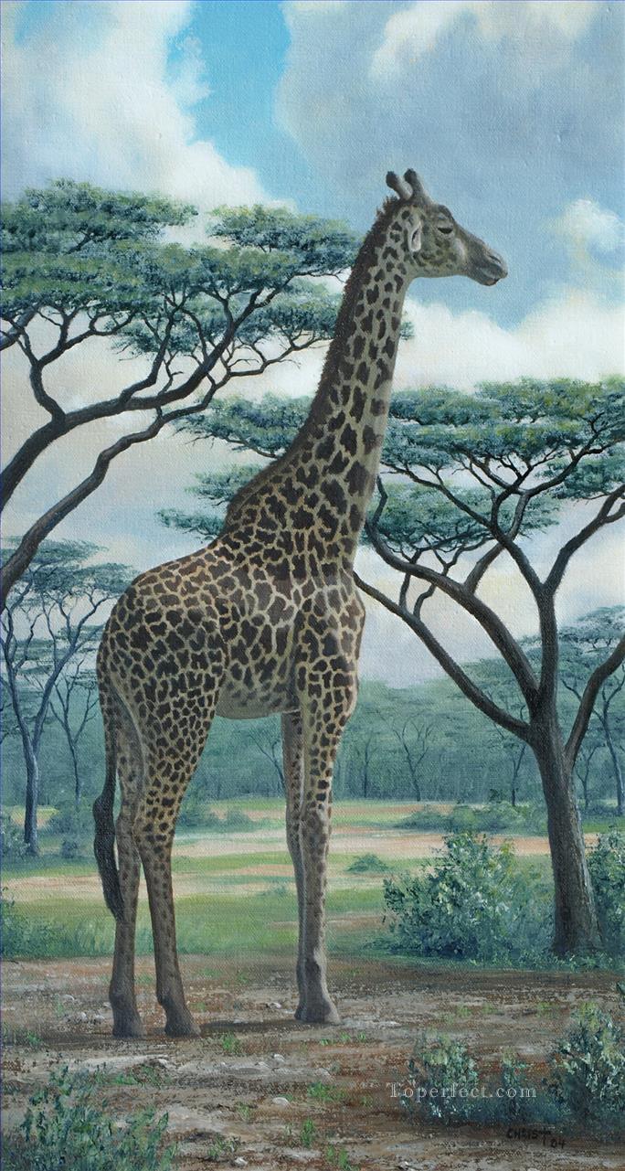 Giraffe green Oil Paintings